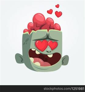 Cartoon zombie in love. Halloween vector illustration