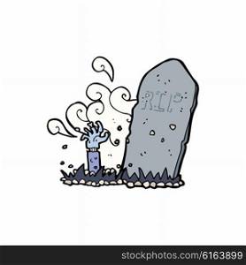 cartoon zombie rising from grave