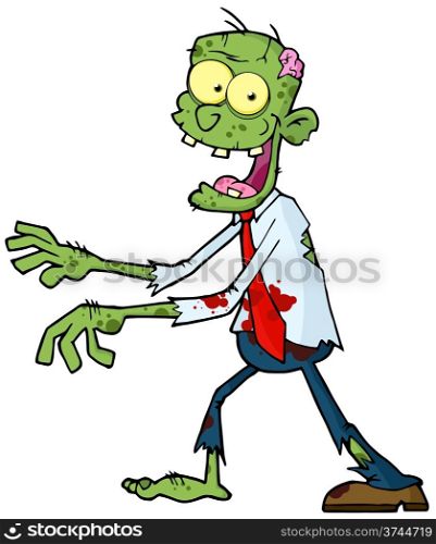 Cartoon Zombie Walking With Hands In Front