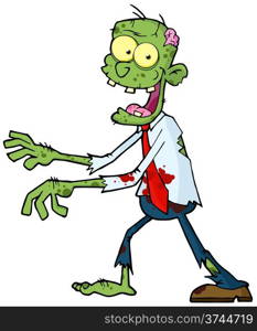 Cartoon Zombie Walking With Hands In Front