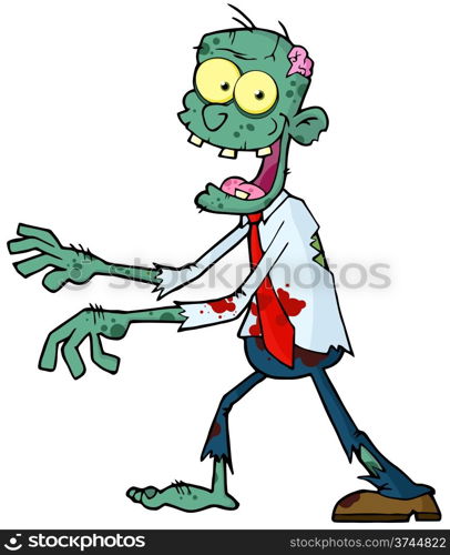 Cartoon Zombie Walking With Hands In Front