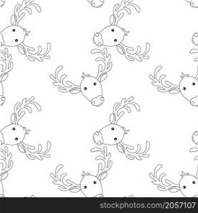 Cartoons reindeer monochrome seamless pattern art design stock vector illustration
