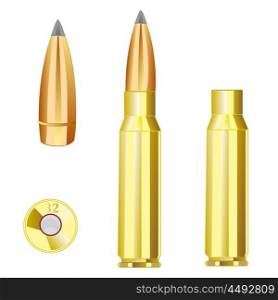 Cartridge case and bullet from weapon. Cartridge case and bullet from weapon.Vector illustration