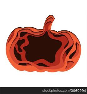 Carved paper cut pumpkin. Thanksgiving treat. Jack o lantern for Halloween party. Vector layered element for greeting cards, invitations and your creativity.. Carved paper cut pumpkin. Thanksgiving treat. Jack o lantern for Halloween party. Vector layered element