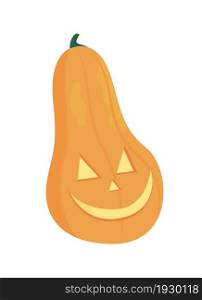 Carved pumpking for Halloween semi flat color vector item. Realistic object on white. Spooky October decoration isolated modern cartoon style illustration for graphic design and animation. Carved pumpking for Halloween semi flat color vector item