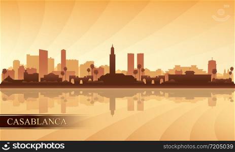 Casablanca city skyline silhouette background, vector illustration