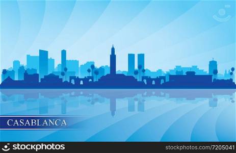 Casablanca city skyline silhouette background, vector illustration