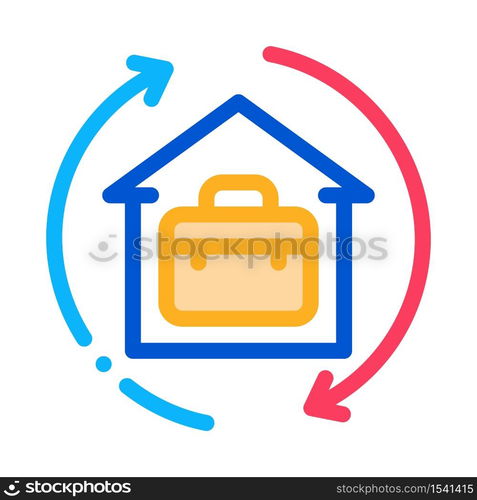 case in home with circle arrows icon vector. case in home with circle arrows sign. color symbol illustration. case in home with circle arrows icon vector outline illustration