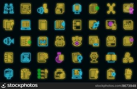 Case study icons set outline vector. Proposal platform. Study analysis vector neon. Case study icons set outline vector. Proposal platform vector neon