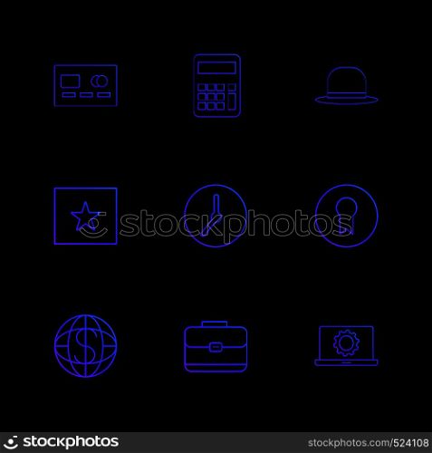 casette , calculator , clock , hat , laptop , globe , icon, vector, design, flat, collection, style, creative, icons