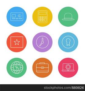 casette , calculator , clock , hat , laptop , globe , icon, vector, design, flat, collection, style, creative, icons