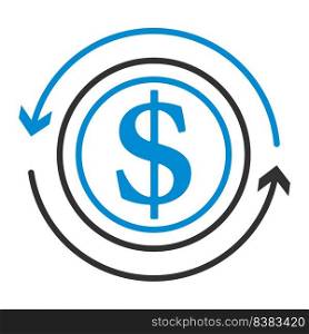 Cash Back Coin Icon. Editable Bold Outline With Color Fill Design. Vector Illustration.