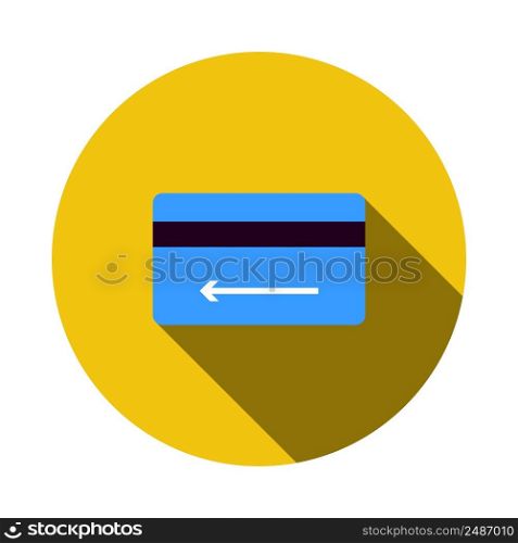 Cash Back Credit Card Icon. Flat Circle Stencil Design With Long Shadow. Vector Illustration.