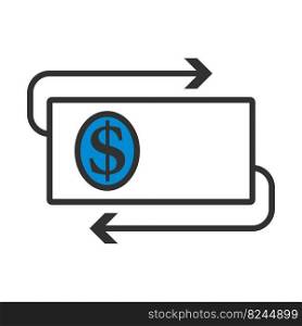 Cash Back Dollar Banknote Icon. Editable Bold Outline With Color Fill Design. Vector Illustration.