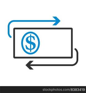 Cash Back Dollar Banknote Icon. Editable Bold Outline With Color Fill Design. Vector Illustration.
