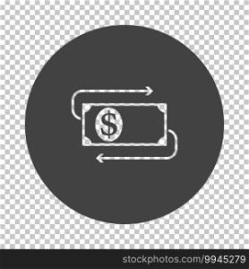 Cash Back Dollar Banknote Icon. Subtract Stencil Design on Tranparency Grid. Vector Illustration.