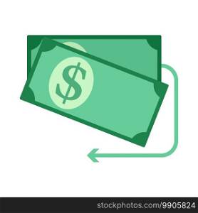Cash Back Dollar Banknotes Icon. Flat Color Design. Vector Illustration.