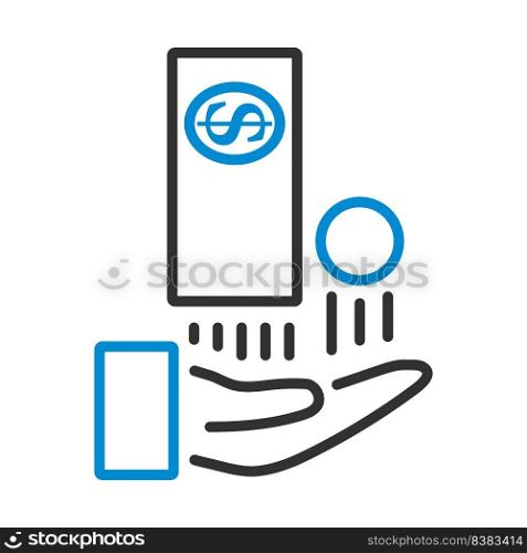 Cash Back To Hand Icon. Editable Bold Outline With Color Fill Design. Vector Illustration.