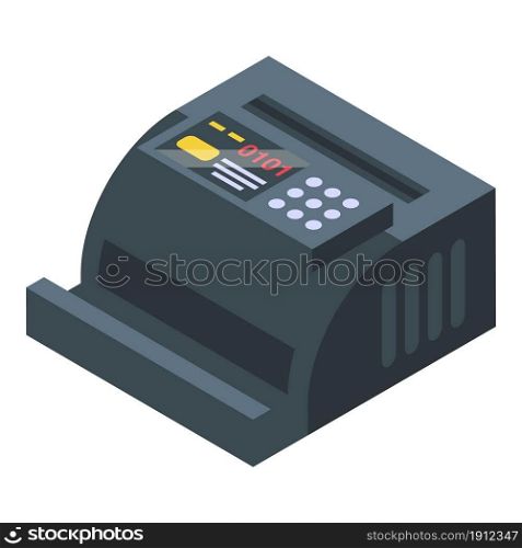Cash count machine icon isometric vector. Money counting. Bank counter. Cash count machine icon isometric vector. Money counting