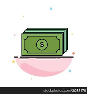 Cash, dollar, finance, funds, money Flat Color Icon Vector