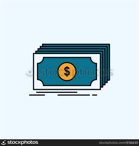 Cash, dollar, finance, funds, money Flat Icon. green and Yellow sign and symbols for website and Mobile appliation. vector illustration. Vector EPS10 Abstract Template background
