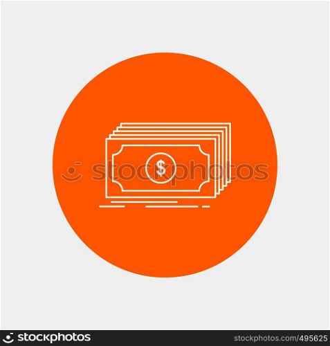 Cash, dollar, finance, funds, money White Line Icon in Circle background. vector icon illustration. Vector EPS10 Abstract Template background