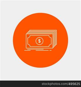 Cash, dollar, finance, funds, money White Line Icon in Circle background. vector icon illustration. Vector EPS10 Abstract Template background