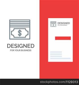 Cash, Dollar, Money Grey Logo Design and Business Card Template