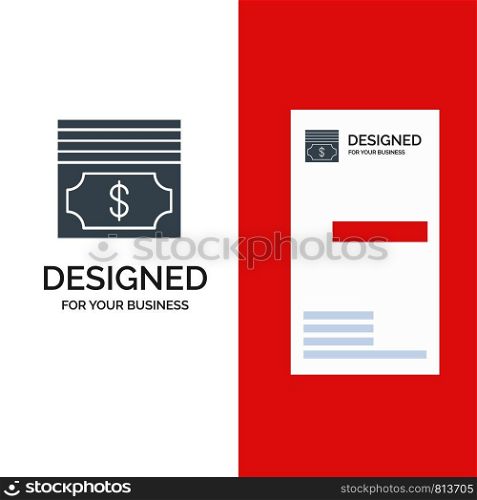 Cash, Dollar, Money Grey Logo Design and Business Card Template
