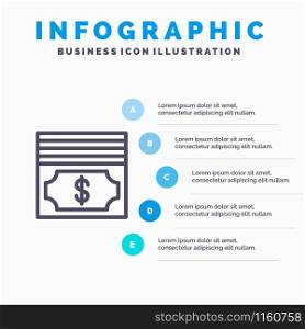 Cash, Dollar, Money Line icon with 5 steps presentation infographics Background