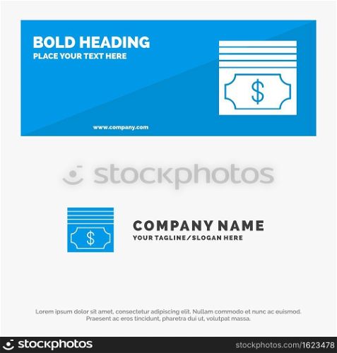 Cash, Dollar, Money SOlid Icon Website Banner and Business Logo Template