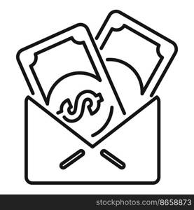 Cash envelope icon outline vector. Online bank. Phone payment. Cash envelope icon outline vector. Online bank