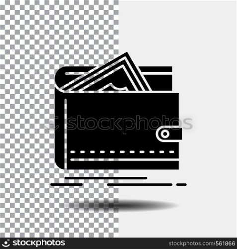Cash, finance, money, personal, purse Glyph Icon on Transparent Background. Black Icon. Vector EPS10 Abstract Template background