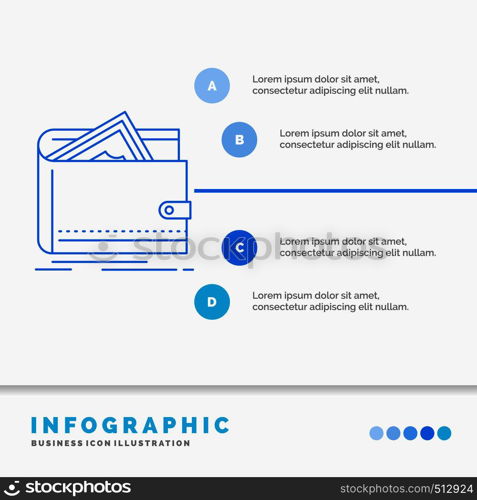 Cash, finance, money, personal, purse Infographics Template for Website and Presentation. Line Blue icon infographic style vector illustration. Vector EPS10 Abstract Template background