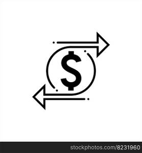 Cash Flow Icon, Money, Currency Flow, Inflow Outflow, Business Economy Activity Vector Art Illustration
