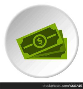 Cash icon in flat circle isolated on white background vector illustration for web. Cash icon circle