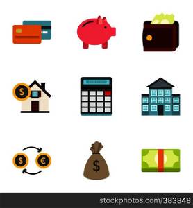Cash icons set. Flat illustration of 9 cash vector icons for web. Cash icons set, flat style