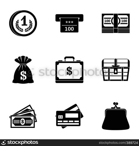 Cash icons set. Simple illustration of 9 cash vector icons for web. Cash icons set, simple style