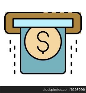 Cash money atm icon. Outline cash money atm vector icon color flat isolated. Cash money atm icon color outline vector
