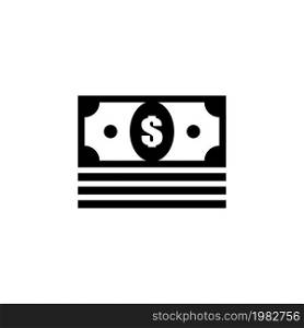 Cash Money Banknotes. Flat Vector Icon. Simple black symbol on white background. Cash Money Banknotes Flat Vector Icon