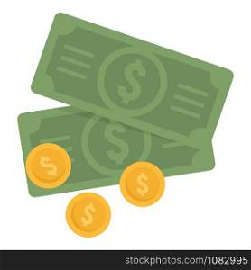Cash money coins icon. Flat illustration of cash money coins vector icon for web design. Cash money coins icon, flat style