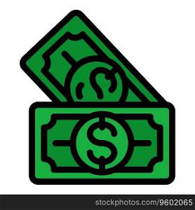 Cash money credit icon outline vector. Small bank. Local limit color flat. Cash money credit icon vector flat