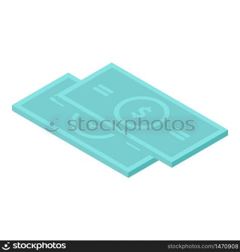 Cash money paper icon. Isometric of cash money paper vector icon for web design isolated on white background. Cash money paper icon, isometric style
