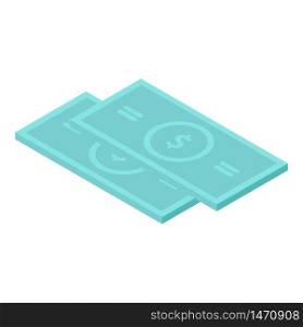 Cash money paper icon. Isometric of cash money paper vector icon for web design isolated on white background. Cash money paper icon, isometric style
