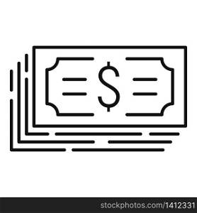 Cash pack icon. Outline cash pack vector icon for web design isolated on white background. Cash pack icon, outline style
