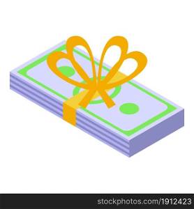 Cash pack support icon isometric vector. Help money. Investor pay. Cash pack support icon isometric vector. Help money
