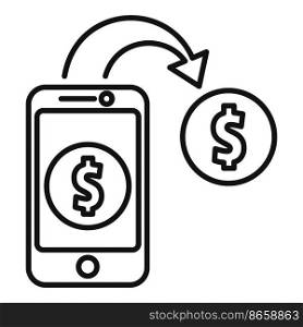 Cash receive icon outline vector. Money receive. Phone payment. Cash receive icon outline vector. Money receive