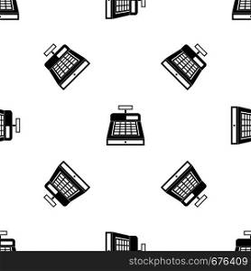 Cash register pattern repeat seamless in black color for any design. Vector geometric illustration. Cash register pattern seamless black
