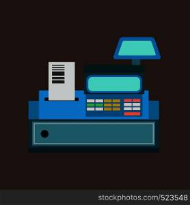 Cash register vector icon front view. Currency design illustration paying commerce equipment. Pos terminal machine supermarket