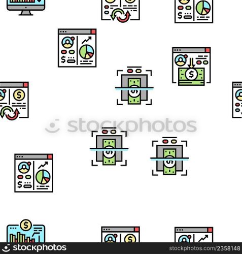 Cash Services Bank Vector Seamless Pattern Thin Line Illustration. Cash Services Bank Vector Seamless Pattern